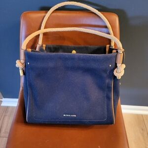 Michael Kors Isla Large Navy Canvas Satchel